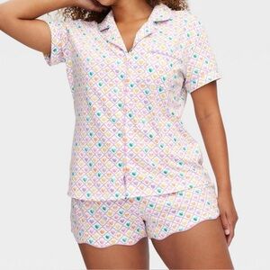 NWT Roller Rabbit x Target Collab Geo Hearts PJ set